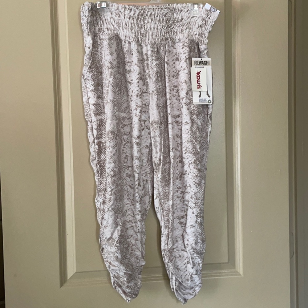 Snakeskin ruched cropped joggers